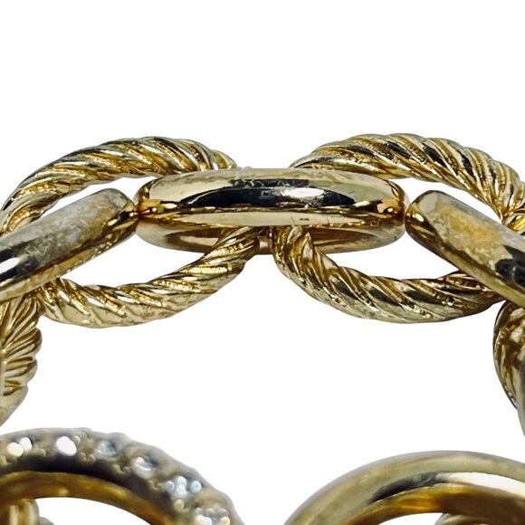 Chunky Gold Tone And Clear Rhinestone Cable Chain Stretch Bracelet (5803) - Picture 3 of 6